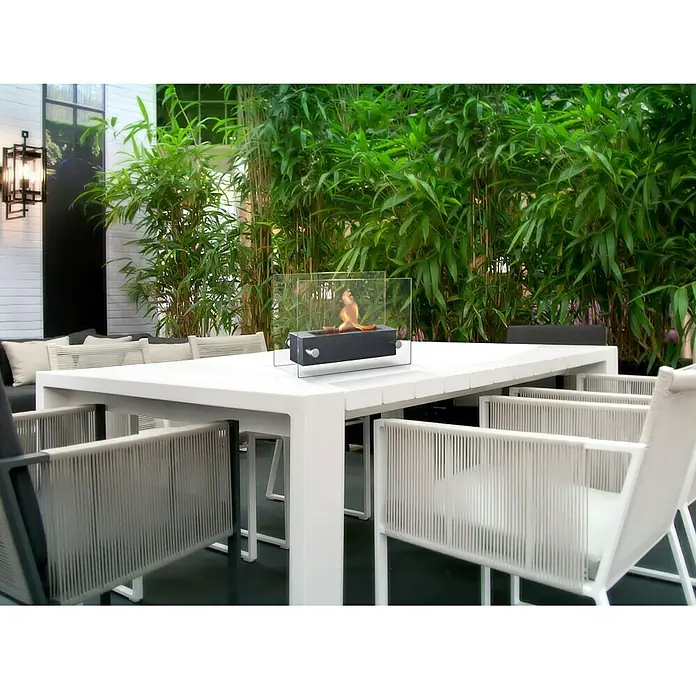 Purline Chimenea de bioetanol Nyx Cristal - 34 x 11 x 22 cm, Plateado - Foto ambiente