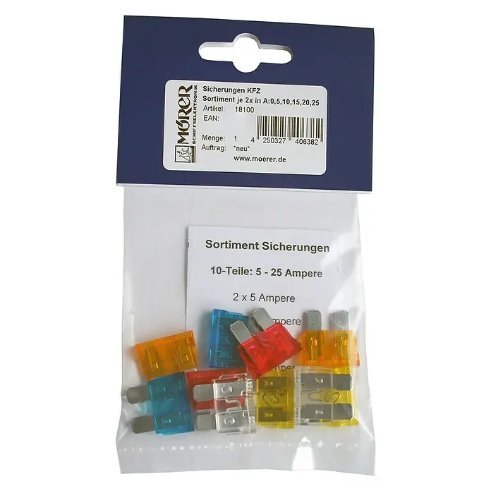 Set platte steekzekeringen - 10 stk. - Vooraanzicht