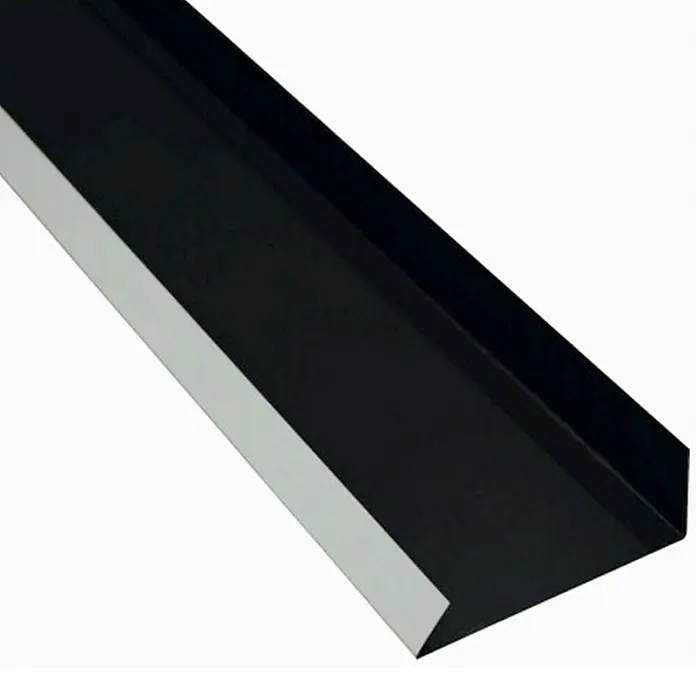 Probau Kantenwinkel Schürze - Schwarz, 100 x 10 cm, Stahl - Vorderansicht