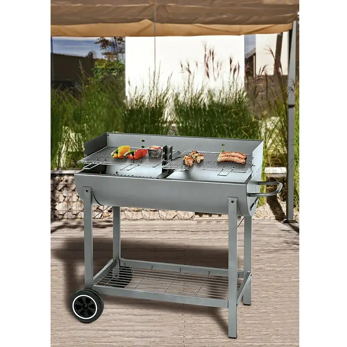 Grillstar Grillwagen Texas - Zilver, Hoofdgrilloppervlak: 82 x 47 cm
