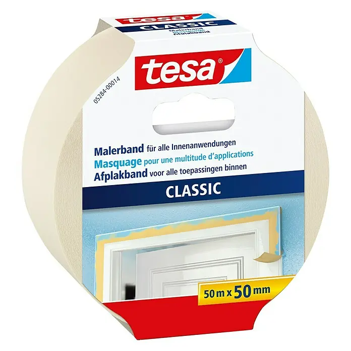 Tesa Maler-Kreppband PREMIUM CLASSIC - 50 m x 50 mm - Vorderansicht