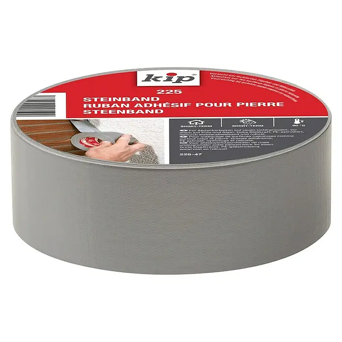 Kip Steinband 225 - Wasserabweisend, 50 m x 48 mm x 0,18 mm, Extrudiertes Polyethylen, Temperaturbeständig: Bis 90 °C - Vorderansicht