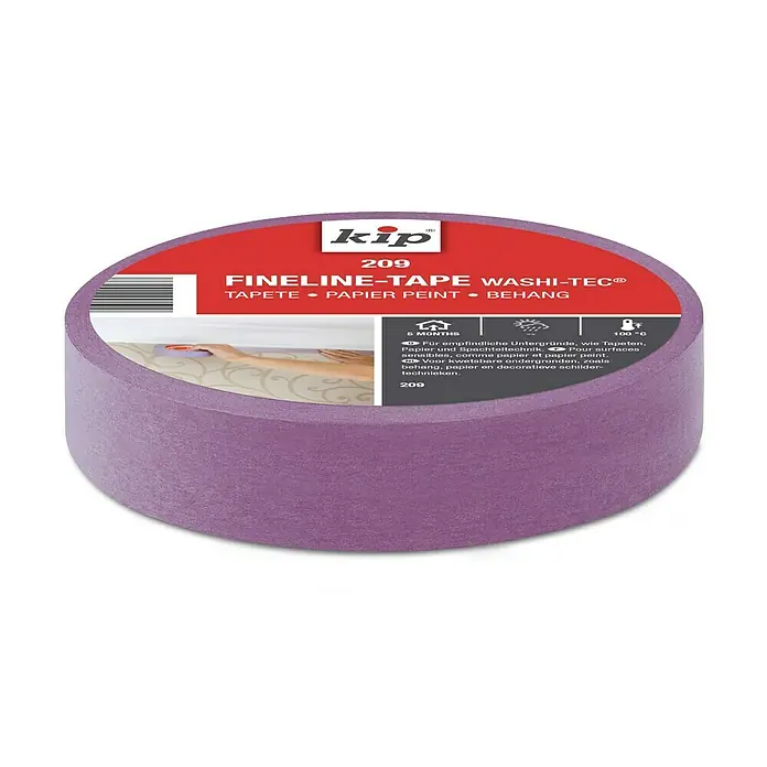 Kip Fineline-Tape Washi-Tec Tapete 209 - Selbstklebend, 50 m x 24 mm x 0,08 mm, Temperaturbeständigkeit: Bis 90 °C - Vorderansicht