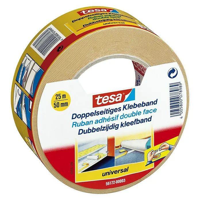 Tesa Doppelseitiges Klebeband Universal - 25 m x 50 mm - Linke Seitenansicht