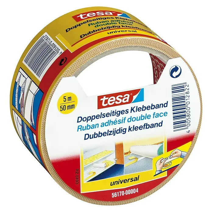 Tesa Doppelseitiges Klebeband Universal - 5 m x 50 mm - Linke Seitenansicht