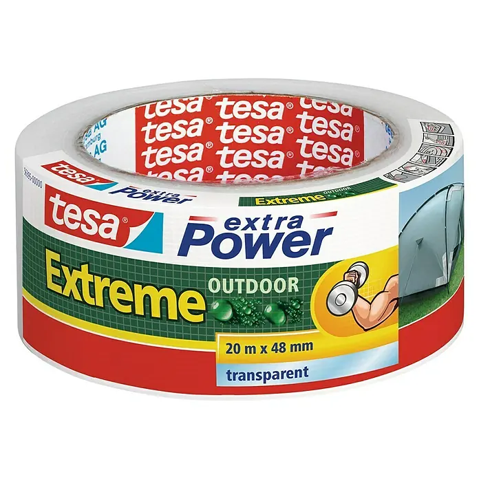 Tesa Extra Power Folija za brtvljenje spojeva prozora - 20 m x 48 mm, Prozirno, Samoljepljivo - Pogled sprijeda