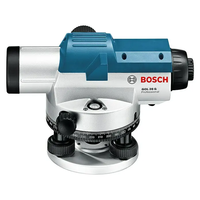 Bosch Professional Optisches Nivelliergerät GOL 20 G - Arbeitsbereich: Max. 60 m, Maßeinteilung: 1 gon (Horizontalkreis) - Linke Seitenansicht