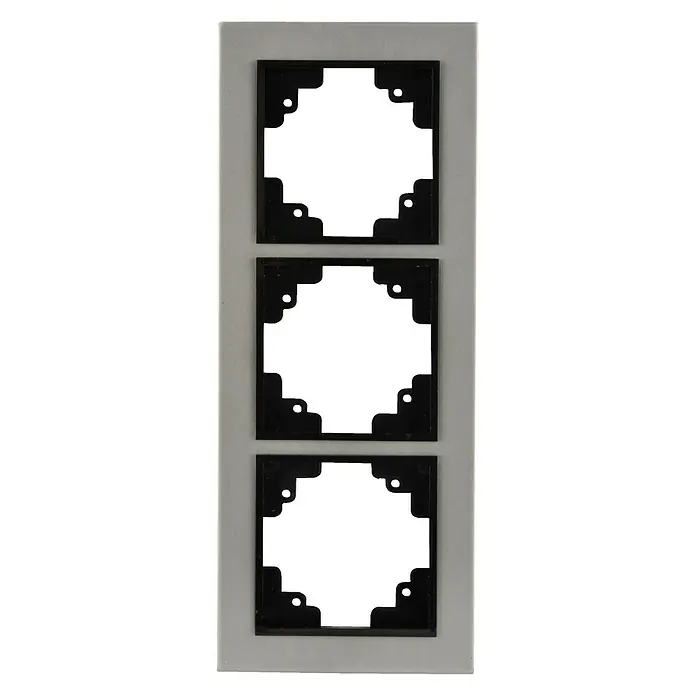 Voltomat FERA Abdeckrahmen Variante A - 3-fach, Silber, Edelstahl, Unterputz - Vorderansicht