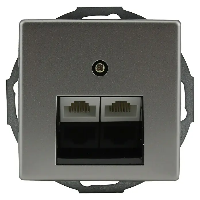 Voltomat FERA UAE-Dose RJ 45 - Silber, 2-fach, Edelstahl, Unterputz - Vorderansicht