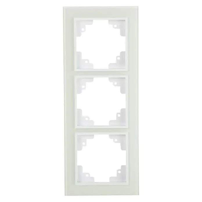 Glas-Abdeckrahmen - Weiß, 3-fach, Glas, Unterputz - Ansicht von oben