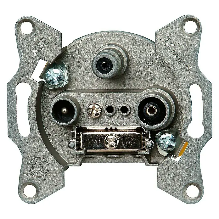 Voltomat Verona Antennendose - Silber, 3-fach, Metall, Unterputz - Vorderansicht