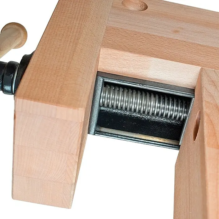 Ramia Werkbank Premium Monster - 2.120 x 790 x 870 mm, Schwalbenschwanzgezinktes Buchenholz - Vorderansicht