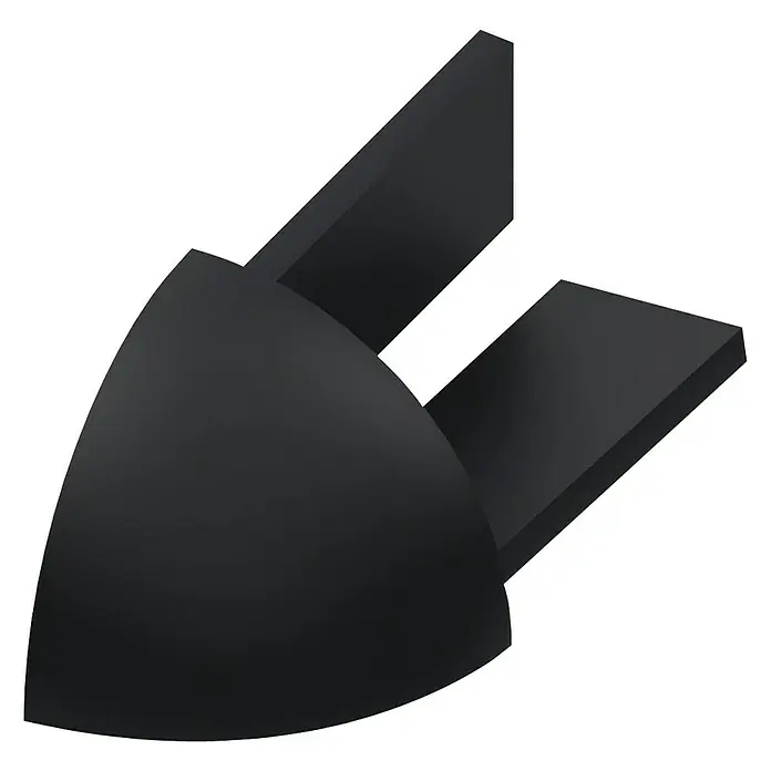 Viertelkreis-Außeneck - PVC, Schwarz, Höhe: 10 mm, 4 Stk. - Linke Seitenansicht