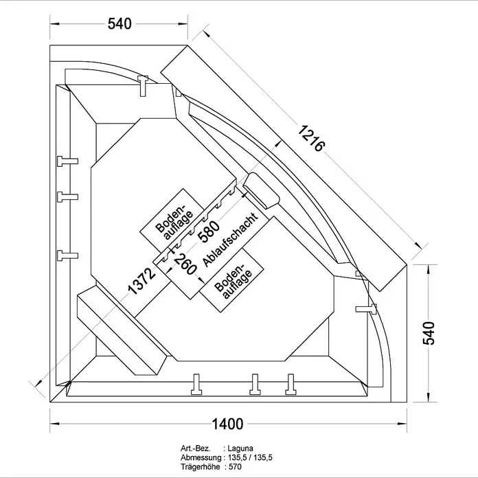 Ottofond Wannenträger Papeete - Passend für: Ottofond Eckbadewanne Papeete 136 x 136 cm