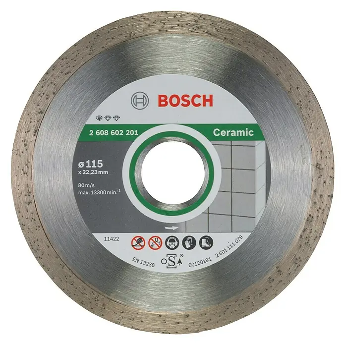 Bosch Professional Dijamantna rezna ploča Standard Ceramic - Promjer rezne ploče: 115 mm, Prikladno za: Kamene pločice - Pogled sprijeda