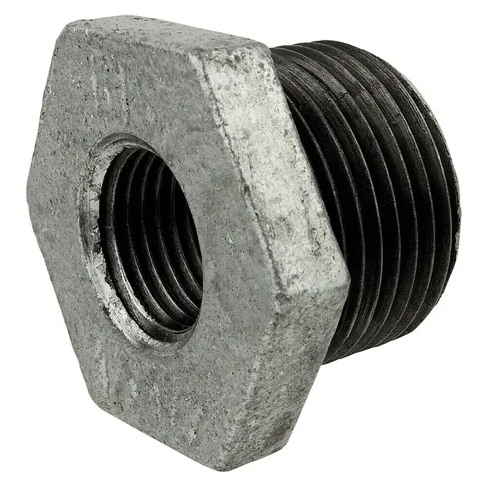 Redukcijski element - Vanjski navoj: ½″, Unutarnji navoj: ⅜″, Pocinčano - Pogled sprijeda