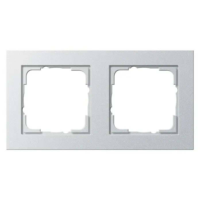 Gira E2 Abdeckrahmen - Aluminium, 2-fach, Kunststoff, Unterputz - Vorderansicht