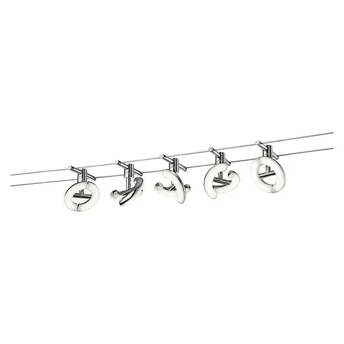 Reality Leuchten LED-Spannseilsystem Avignon - 5 x 4,1 W, Warmweiß, Länge: 500 cm, Chrom - Ansicht von unten