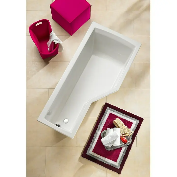 Ottofond Badewanne Flint A - Rechtsseitig, 170 x 80/55 x 45 cm, Sanitäracryl, Weiß - Ansicht von oben