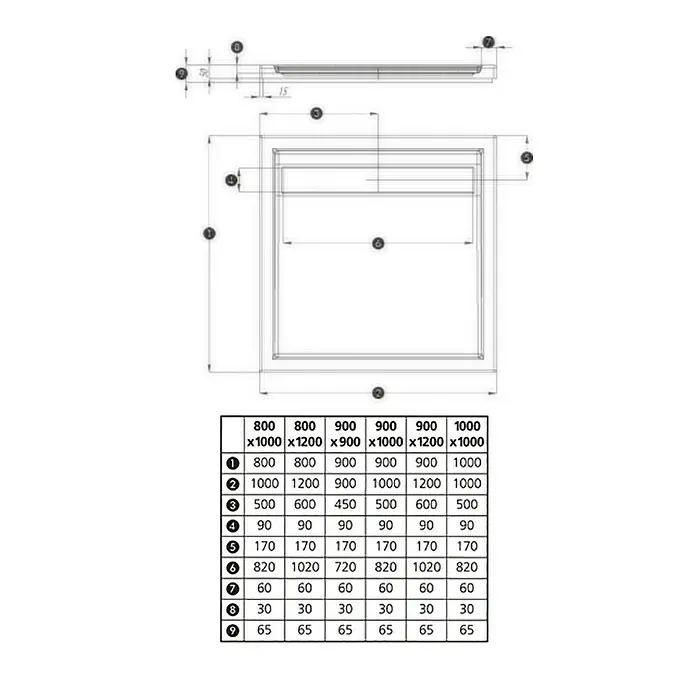 Ottofond Duschwanne Plano-Board - 90 x 100 cm, Sanitäracryl, Weiß - Ansicht von oben