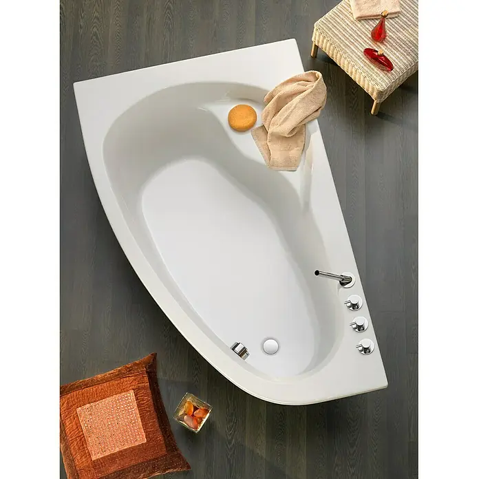 Ottofond Eckbadewanne Mauritius B - Linksseitig, 175 x 110 cm, Sanitäracryl, Weiß - Ansicht von oben