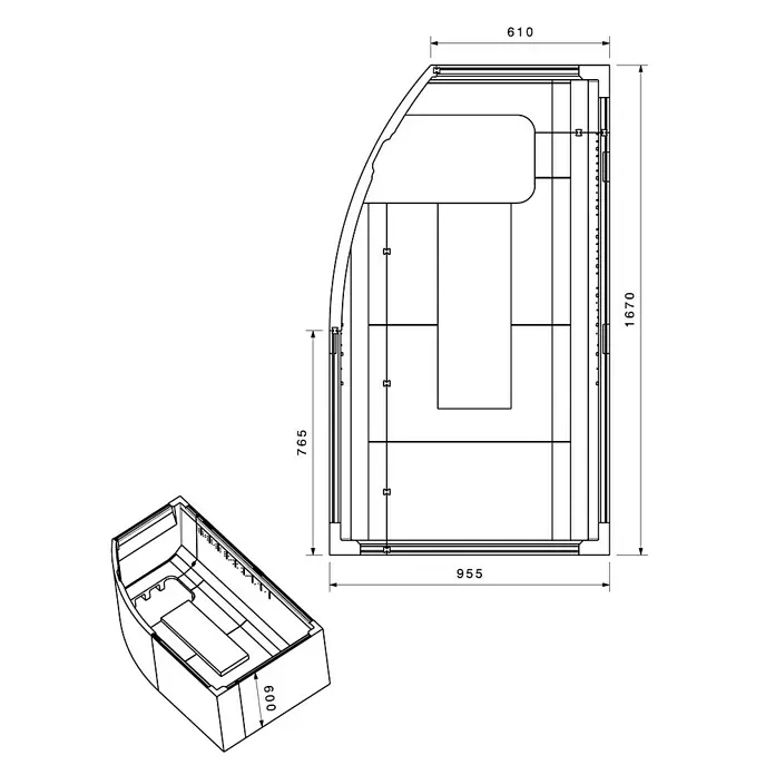 Ottofond Wannenträger Juno A - Passend für: Badewanne Juno A 170 x 98 cm - Ansicht von oben