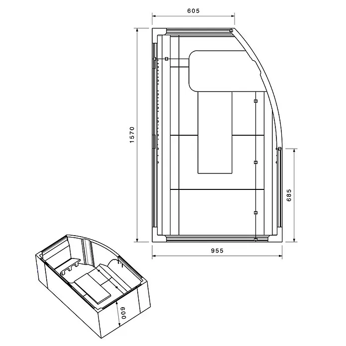 Ottofond Wannenträger Juno B - Passend für: Badewanne Juno B 160 x 98 cm - Ansicht von oben