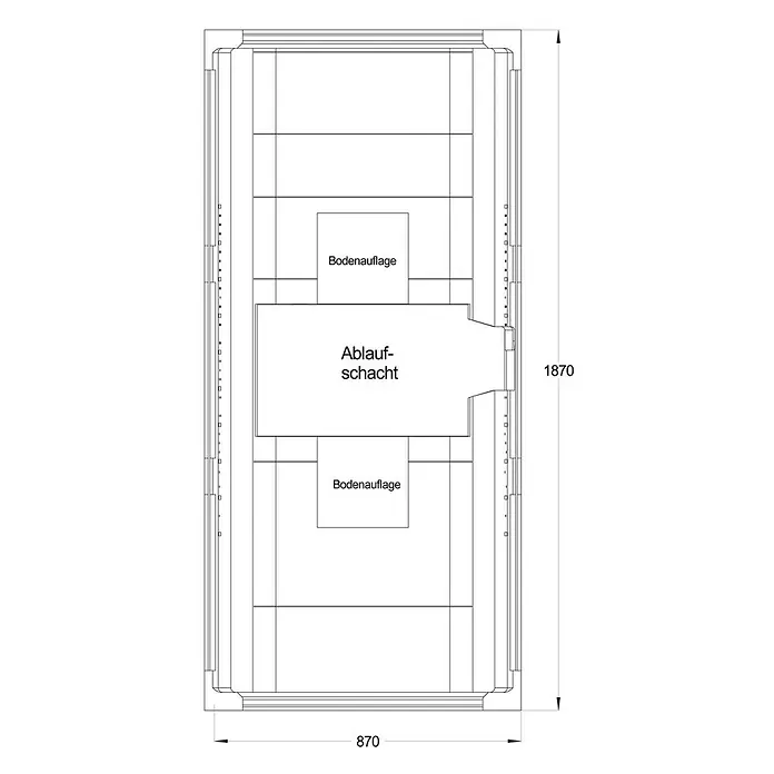 Ottofond Badewannenträger Palermo - Passend für: Badewanne Palermo 190 x 90 cm - Ansicht von oben