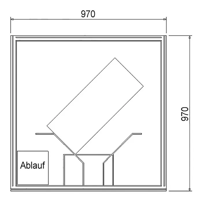 Ottofond Duschwannenträger Coco-Q - 97 x 97 cm, Expandiertes Polystyrol, Weiß - Ansicht von oben