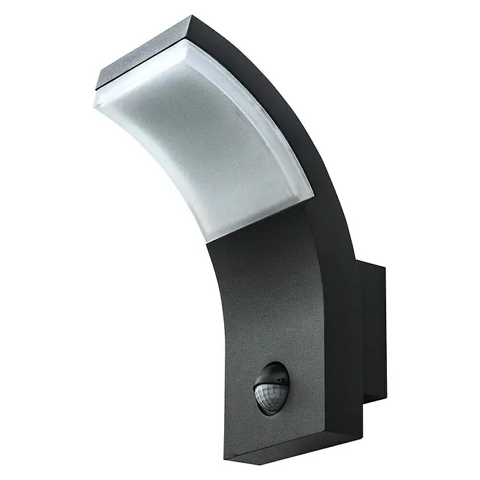 Starlux LED-Sensor-Außenwandleuchte Vincenza - 7 W, L x B x H: 122 x 84 x 190 mm, Silbergrau, Opal, Warmweiß