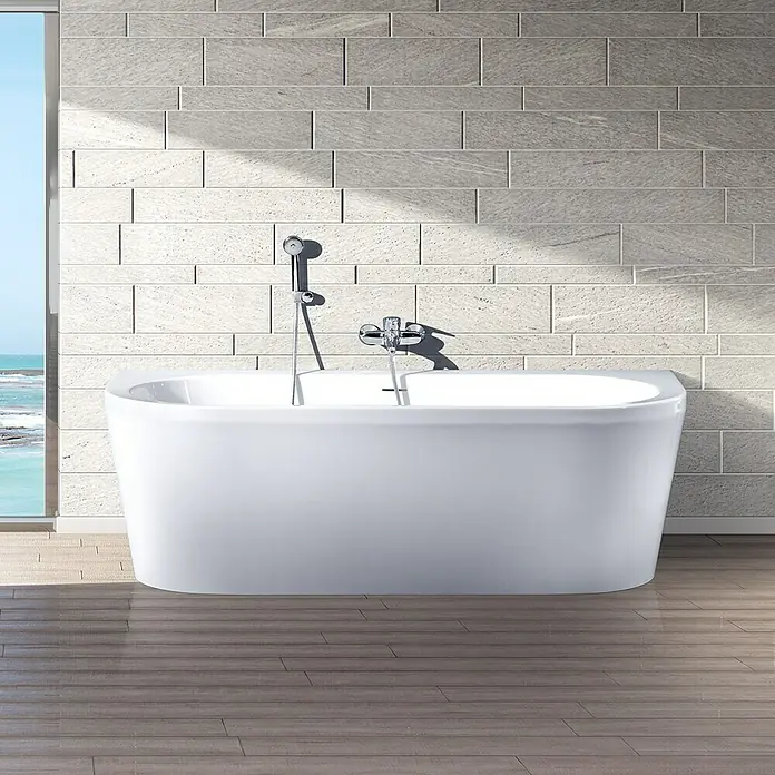 Ottofond Freistehende Badewanne Siesta - 180 x 79 cm, Sanitäracryl, Weiß - Vorderansicht