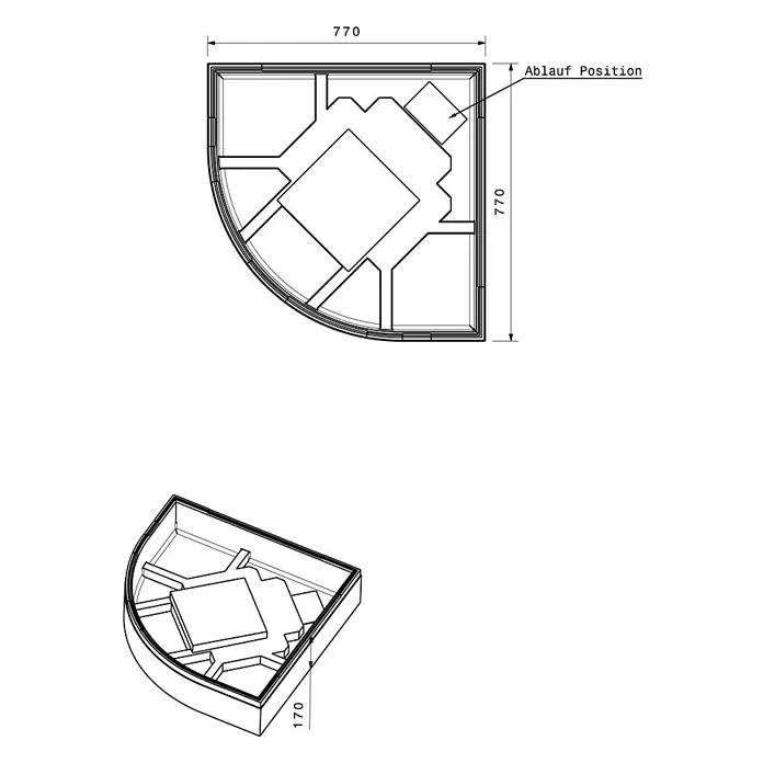 Ottofond Duschwannenträger Andros - 76,5 x 76,5 cm, Expandiertes Polystyrol, Weiß - Ansicht von oben