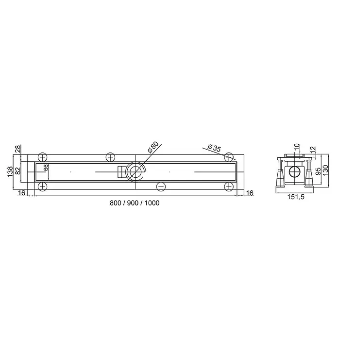 Ottofond Duschrinne - 100 cm, Befliesbar