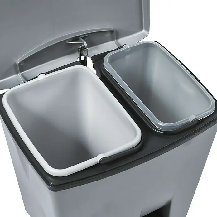 KIS Treteimer Duetto - 20 l + 10 l, Anthrazit/Metall, Eckig, Kunststoff