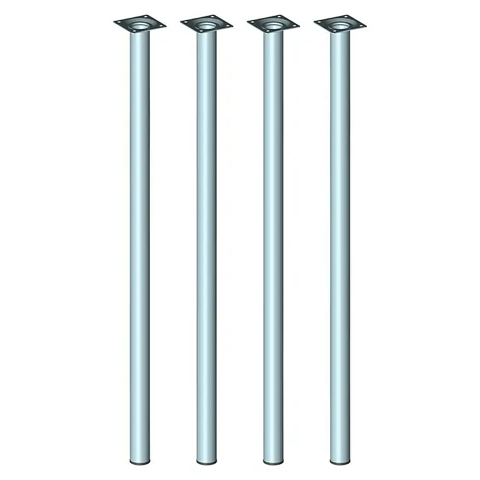 Element System Möbelfuß-Set Burgund - Ø x L: 30 x 700 mm, Farbe: Edelstahl, Traglast: 50 kg, 4 Stk. - Vorderansicht