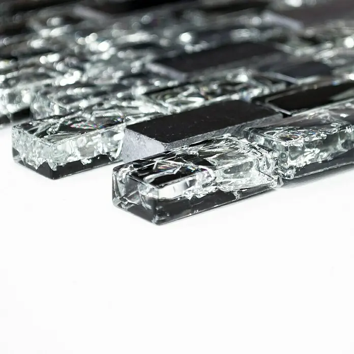 Mosaikfliese Crystal Mix XIC B1128 - 30 x 28,5 cm, Schwarz, Glänzend - Vorderansicht