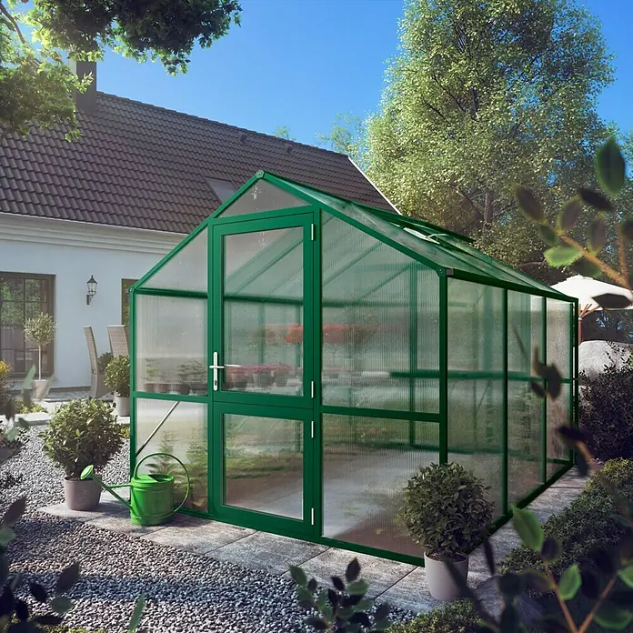 KGT Gewächshaus Rose III - Polycarbonat, Glasstärke: 10 mm, Moosgrün
