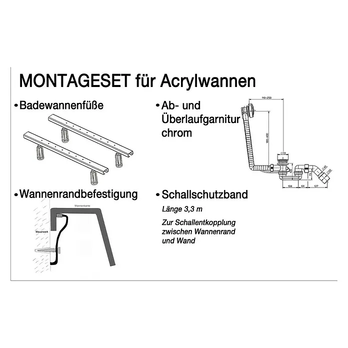Ottofond Montage-Set - 4 -tlg., Geeignet für: Badewannen