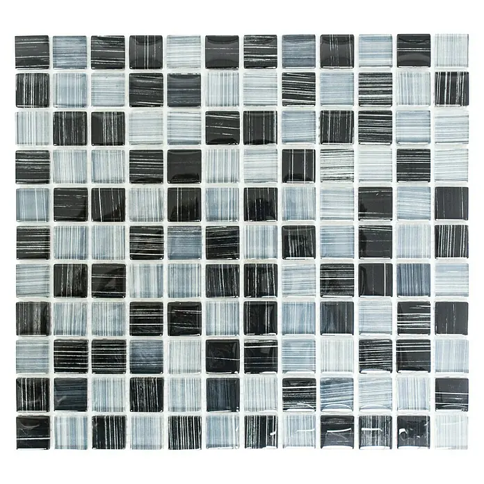 Mosaikfliese Quadrat Crystal XCM 8300 - 32,7 x 30,2 cm, Schwarz/Weiß