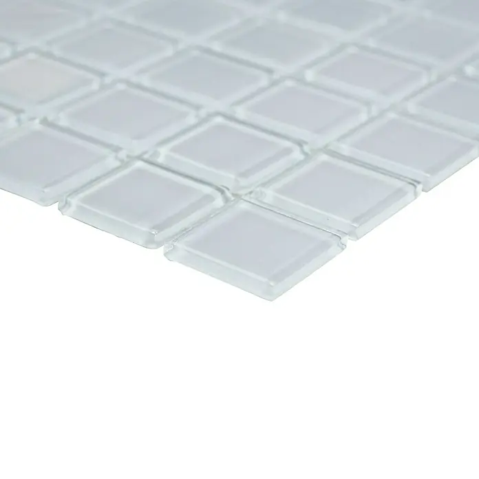 Mosaikfliese Quadrat Crystal Uni CM 4021 - 32,7 x 30,2 cm, Hellgrau, Glänzend - Vorderansicht