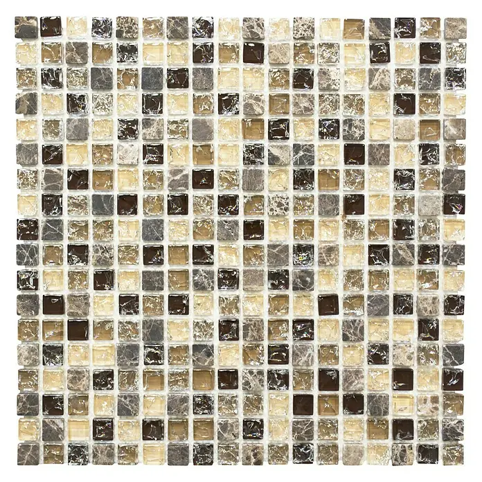 Mosaikfliese Quadrat Crystal Mix XIC 1055 - 30,5 x 30,5 cm, Dunkelbraun, Glänzend - Ansicht von oben
