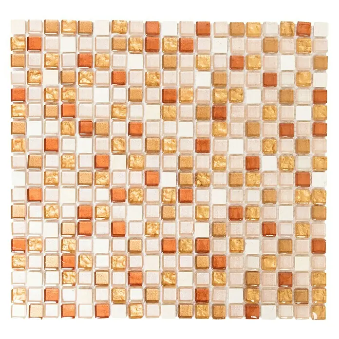 Mosaikfliese Quadrat Crystal Mix XCM M920 - 30,5 x 32,2 cm, Ocker, Glänzend - Ansicht von oben