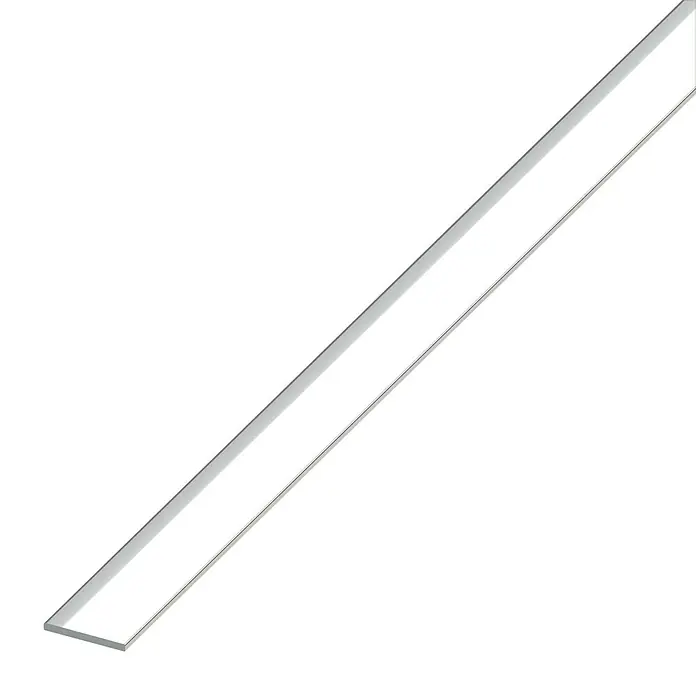 Kantoflex Flachstange - 1.000 x 20 mm, Stärke: 2 mm, Aluminium, Chrom-Optik, Eloxiert - Linke Seitenansicht
