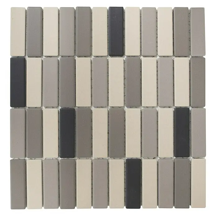 Mosaikfliese Stäbchen Mix CU ST 011 - 29,7 x 29 cm, Grau/Beige, Matt - Ansicht von oben