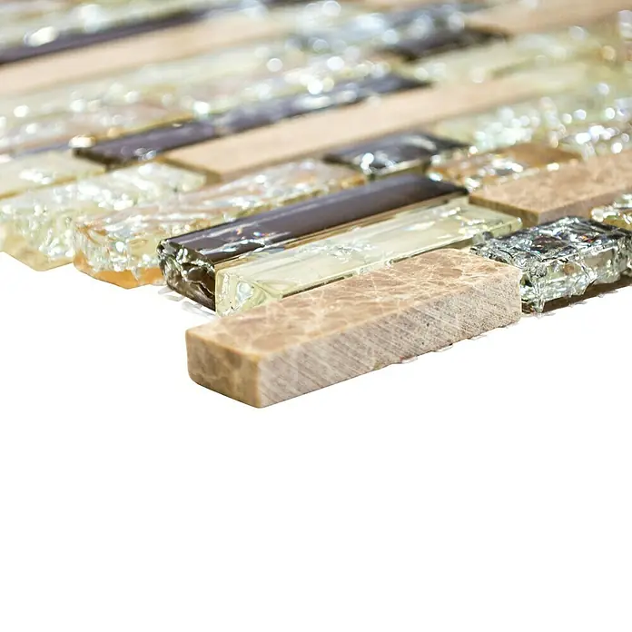 Mosaikfliese Crystal Mix XIC V1353 - 29,8 x 30,5 cm, Beige, Glänzend - Vorderansicht
