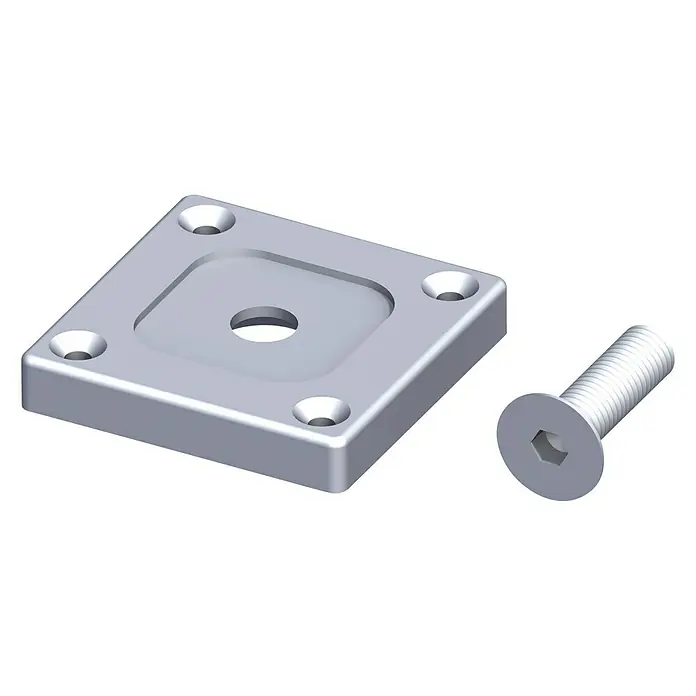 Kantoflex Coaxis Befestigungsplatte - 59,5 x 10 mm, Aluminium, Poliert, Traglast: 50 kg, Passend für: Coaxis Säulenprofile - Linke Seitenansicht