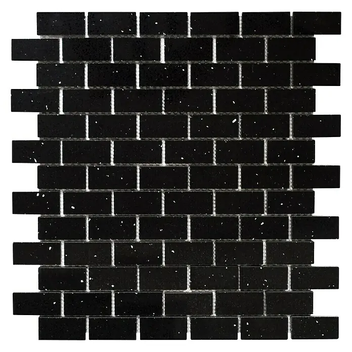 Mosaikfliese Brick Artifical XCM ASMB2 - 30 x 30 cm, Schwarz, Glänzend - Ansicht von oben