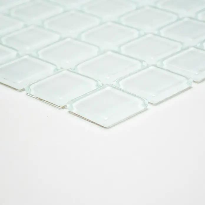 Mosaikfliese Quadrat Crystal Uni CM 4040 - 32,7 x 30,2 cm, Weiß, Glänzend - Vorderansicht