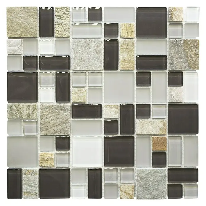 Mosaikfliese Crystal Mix XCM MC619 - 30 x 30 cm, Grau, Matt - Ansicht von oben