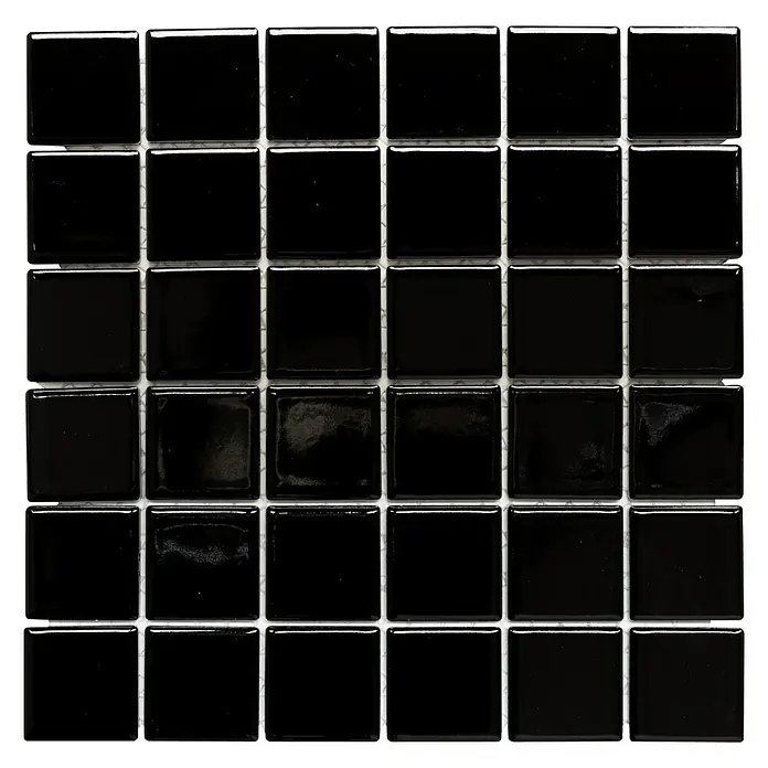 Mosaikfliese Quadrat Uni CD 190 - 29,8 x 29,8 cm, Schwarz, Glänzend - Ansicht von oben